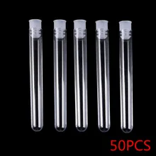 

50Pcs Clear Plastic Test Tube With Cap 12x100mm U-shaped Bottom Long Transparent Test Tubeindustry Tube Lab Supplies