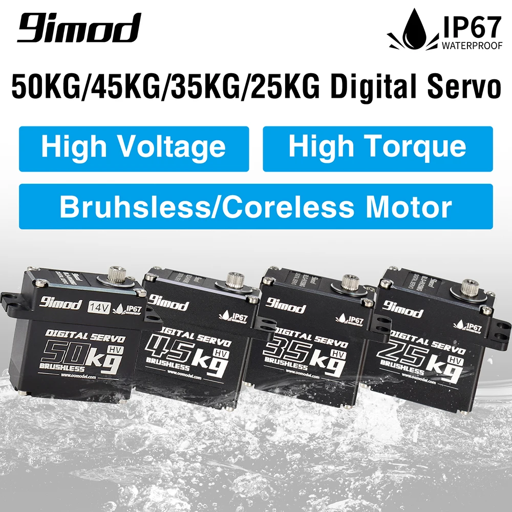 

9imod Waterproof Brushless Coreless Servo 50KG 45KG 35KG 25KG 180 Degree Aluminum Digital Metal Gear Servo for RC Car Boat Robot