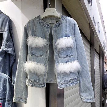 

2020 Spring New Denim Coat Woman Vintage Washed Blue Slim Fit Elegant Short Jeans Jacket Jacket Women Cowboy Jackets Basic Coats