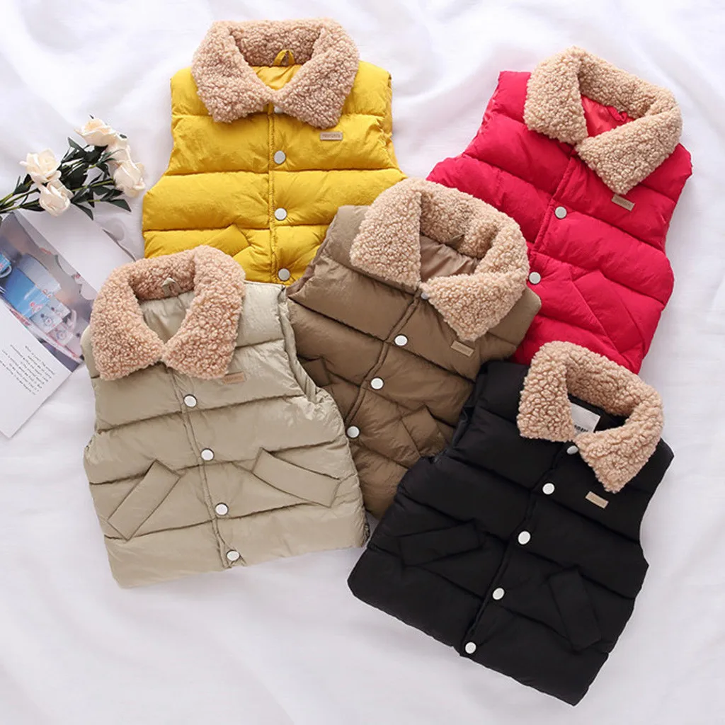 

Solid color 100%high quality Warm parkas Children's vest for girls boy coat down and parkas kids vest winter clothing warm