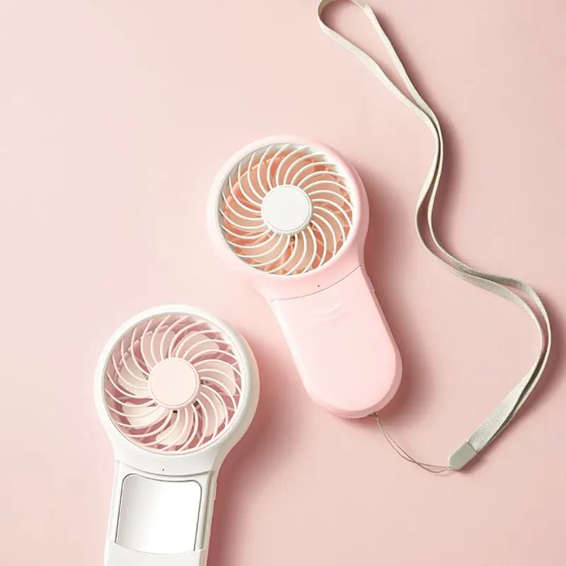 

Portable Rechargeable 3 Speeds Personal Electric USB Fan with Makeup Mirror and Cellphone Stand Holder for