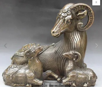 

zhmui88002842397++12" Chinese Fengshui Bronze Zodiac Year 3 Sheep Kai Tai Goat Lamb Animal Statue