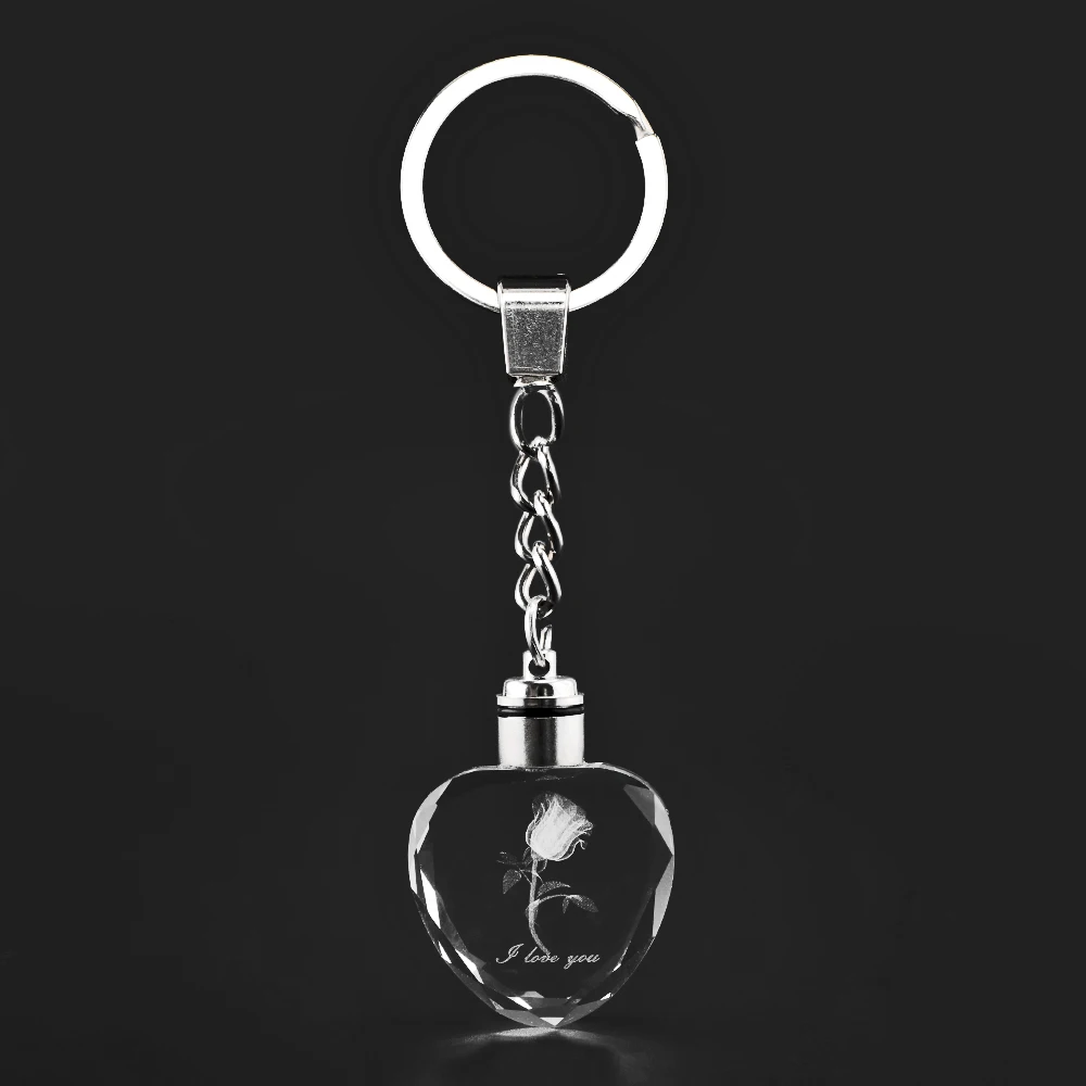 Многофункциональный Хрустальный Классический Светодиодный светильник в форме сердца, брелок для ключей с кристаллами и цветами