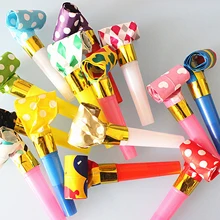 Behogar 20 шт Разноцветные вечерние рога Noisemakers Blow outs Whistles игрушки для дня рождения сувениры случайный стиль