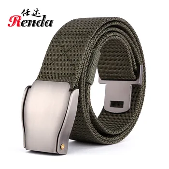 

Factory Hot Outdoor Rock Climbing Men's Nylon Waistband Canvas Leather Belt Student Sport Girdle