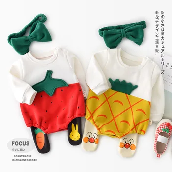 

WLG baby boy girl rompers new born autumn thick patchwork fruit style romper toddler casual clothes 6-24 months
