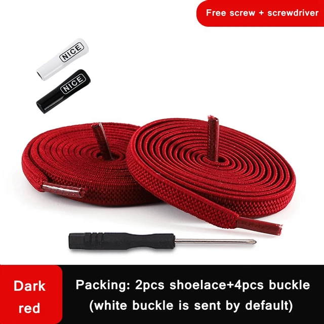 1 Pair No Tie Shoelace Elastic Shoelaces Leisure Sneakers Quick Flat Shoelaces Lazy Shoe Laces Nice Buckle Kids and Adult Unisex Dark red
