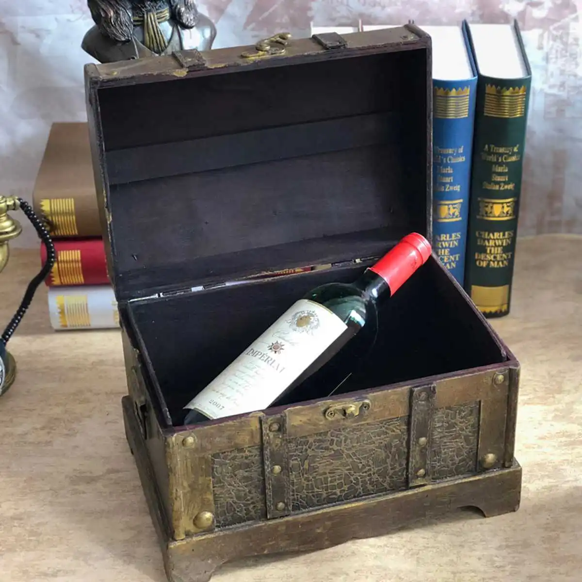 S/L Ретро деревянная шкатулка пират, сундук с сокровищами Коробка с замком/оригинальные ювелирные изделия кристалл драгоценный камень чехол для хранения винтажный подарок держатель шик
