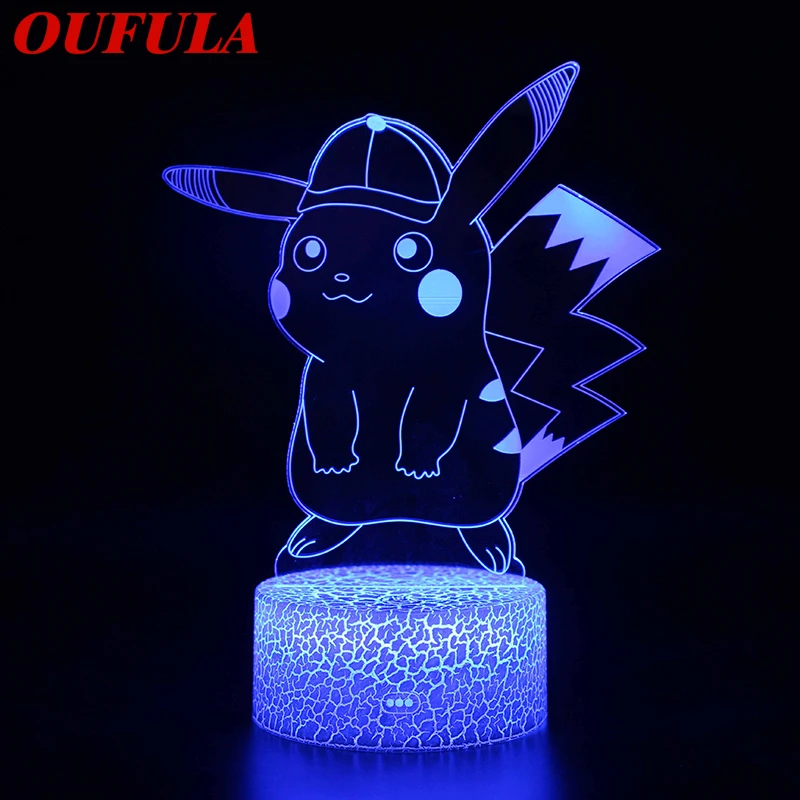 

OUTELA Night LED Lights Novelty 3D lamp Cute Toy Gift 7 ColorCartoon Atmosphere Lamp For Children Kids Room