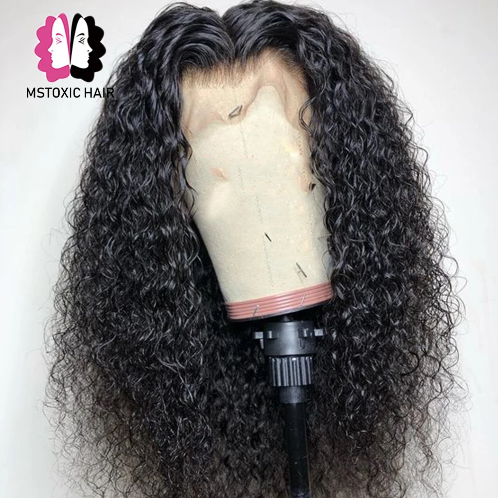 Mstoxic волос бразильский вьющиеся человеческие волосы парики 13x4 Синтетические волосы на кружеве человеческих волос парики для чернокожих Для женщин Волосы remy парик шнурка с детскими волосами