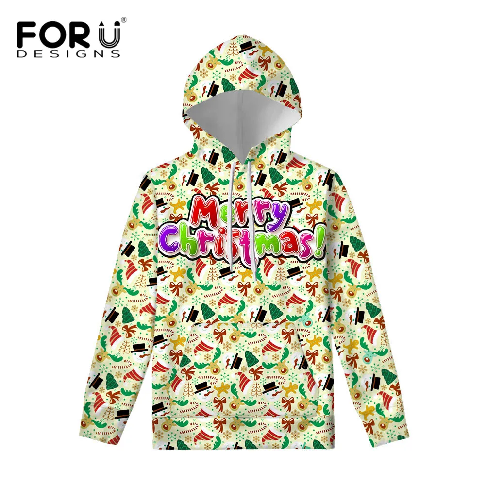 FORUDESIGNS/Рождественская Толстовка для женщин с капюшоном 3D Санта эльф забавные рождественские поддельные волосы узор джемпер Осень Зима Топы Одежда - Цвет: CC3401Z72-1