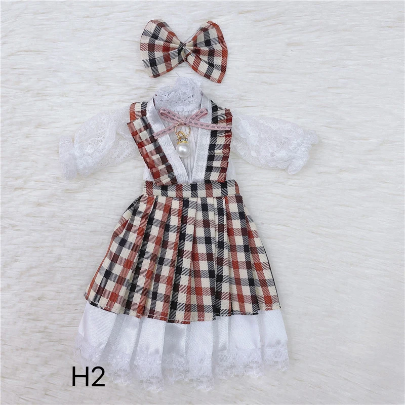 1/6 Bjd DOLL Clothes 30cm Toys Accessories Student Wear Plaid Skirt Fashion Dress Up Hat Clothes for Girl Princess Dress