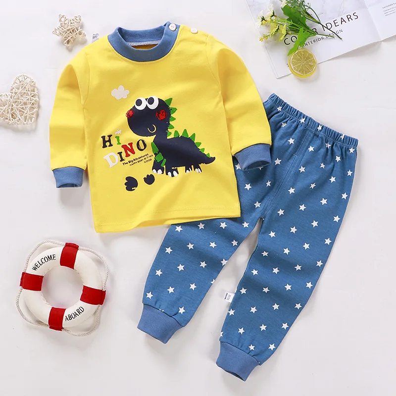 clothing kid suit 6M 12M 3T 5T Girls Pajama Sets Long Sleeve Girl Children's Set Cotton O-neck Sleepwear Kids Clothes Suit Toddler Rabbit Swan Cat children's clothing sets expensive