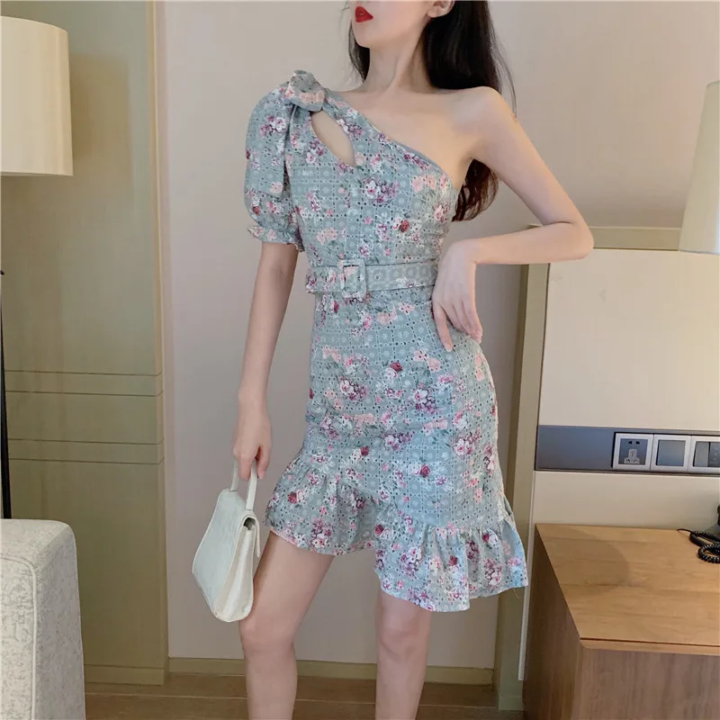 Women's Clothing Dresses moda Low-cut Backless off shoulder dress Print off Shoulder Hollow Out sexy vestido de festa new hot