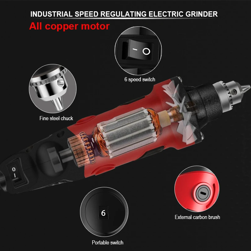 30000RPM 400W Electric Drill Mini Engraver With 6 Variable Speed For Dremel Metalworking Drilling M