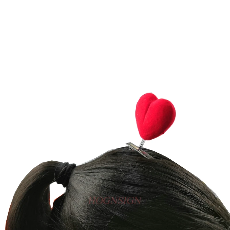 2pcs Love Heart Hair Clip Plants Show Moe Artifact Small Miaofa Clip Head Long Grass Wacky Cartoon Headdress Flower Sale