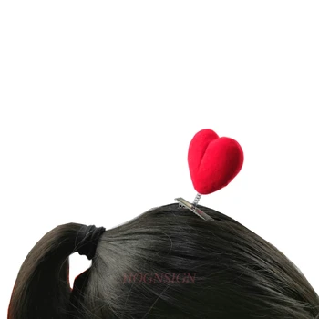 

2pcs Love Heart Hair Clip Plants Show Moe Artifact Small Miaofa Clip Head Long Grass Wacky Cartoon Headdress Flower Sale