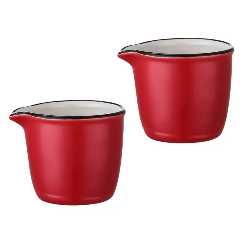 2pcs Mini Milk Cup Ceramic Jug Coffee Spout Mug Wine Drinkware (40ml) |