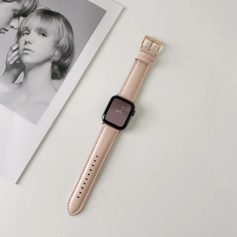 Genuine Leather Strap for Apple Watch Band 38mm 42mm 40mm 44mm SE7 6 5 Smooth Loop for Iwatch 4 3 2 1 41mm 45mm Bracelet