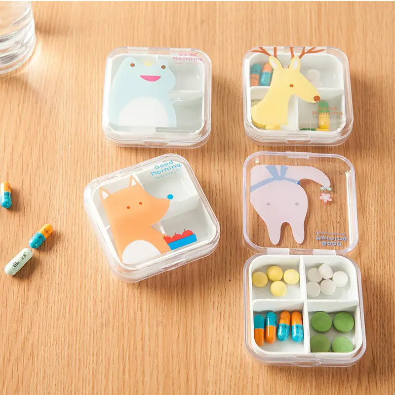 

Portable Vitamin Tablet Case Cartoon Pill Box Plastic Food Organizer Healthy Non-Toxic Medicine Divder Storage Boxes 6.5*6.5cm