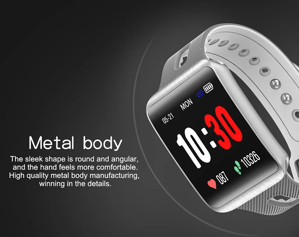 Smart Watch Heart Rate Tracker Blood Pressure Calories Dynamic Heart Rate Blood Pressure Detection Time