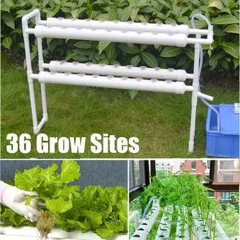 

36 Sites 4 Pipes 2 Layer Garden Grow Planting Box Vegetables Tools Hydroponic Rack Holder White 220V Hydroponic Grow Kit Plastic