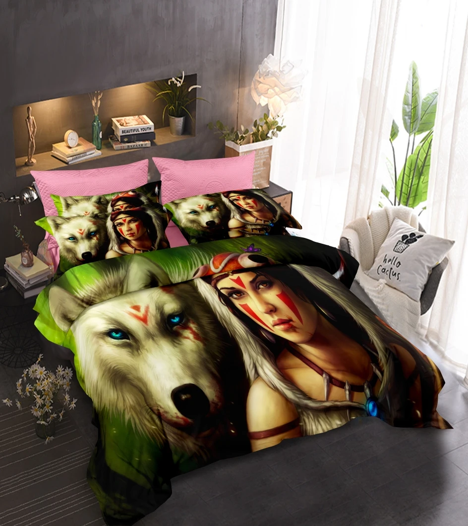 

Wolf Bedding Set Single Twin Full Queen King Size Animal Tag Lion Wolf Bed Set Children's Kid Bedroom Duvetcover Sets 019