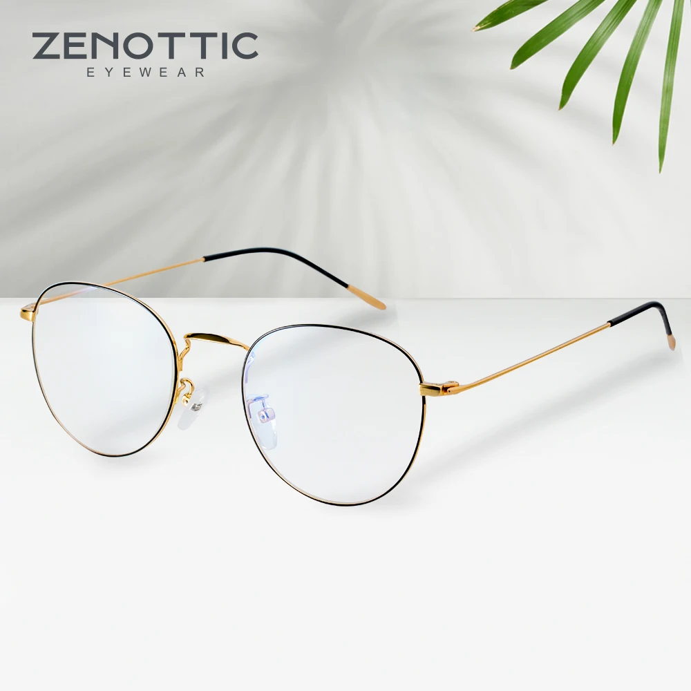 ZENOTTIC Ретро металлическая оправа для очков Женская оптическая оправа для очков Анти-синий светильник оправа для очков для мужчин и женщин очки BT7088
