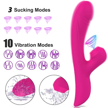 Clitoral Sucking Vibrator Rabbit Heating Dildo Vibrators G Spot Massager Clit Stimulator with 10 Pattern Adult Sex Toy for Women 4