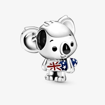 

2020 New Authentic 925 Sterling Silver Beads DIY Surfing Koala Bear Charms Bead Fit Original Pan Bracelet For Women Jewelry