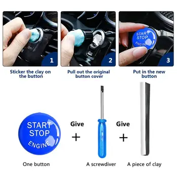 

Auto Accessories For BMW E90 E91 E60 E84 E83 E71 E72 Car Start Stop Engine Button Switch Cover Decor Stickers Blue