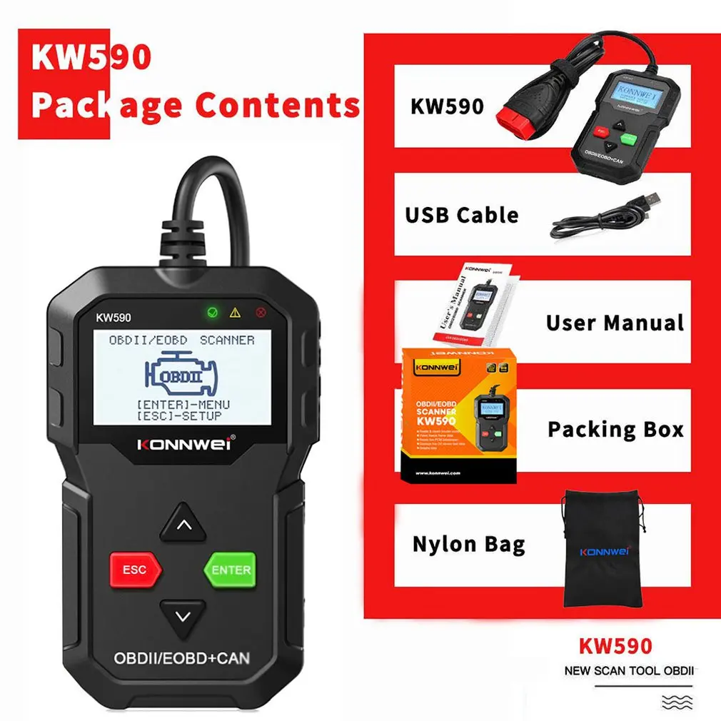 В наличии KW590 по каналам OBDII/EOBD (система бортовой диагностики автомобиля