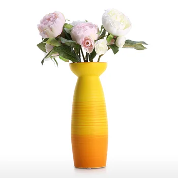 

Flower Vase Yellow Ceramic Vase Home Office Decorative Vase for Dried flowers Rose Living Room Bedroom Table Centerpiece