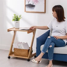 

Bamboo removable coffee table with wheels shelf for living room side cabinet sofa bed table bedside table Стол журнальный