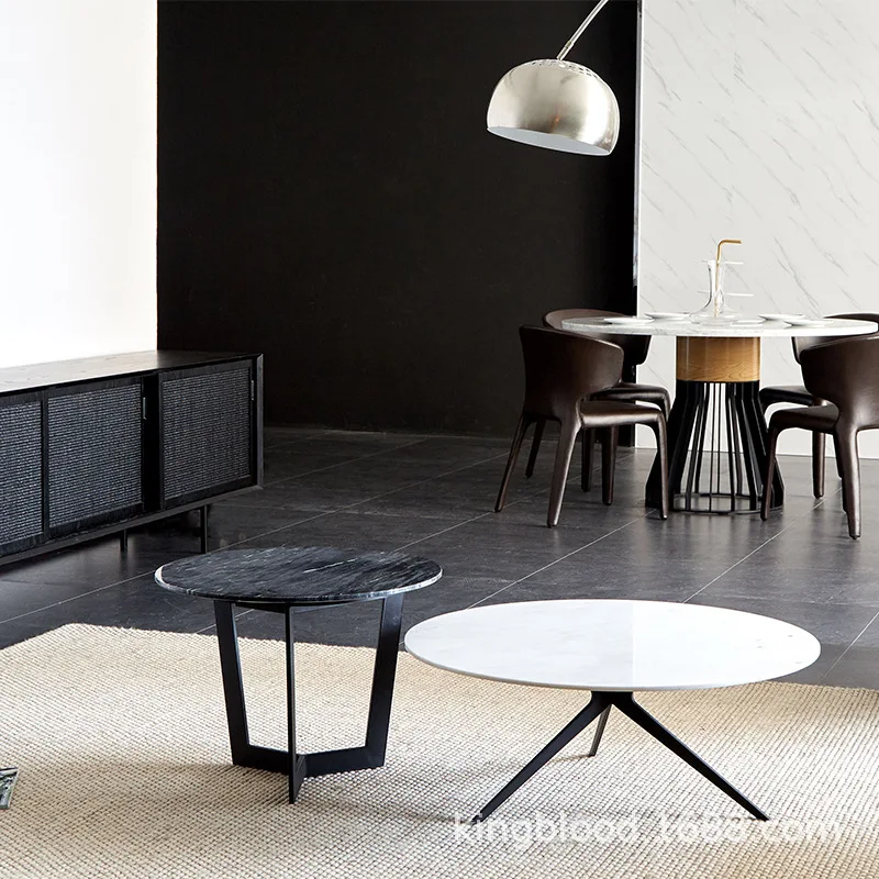 

Marble Coffee Table Minimalist Modern Small Apartment Northern European-Style Creative Designer Light Luxury Iron Art Circle Liv