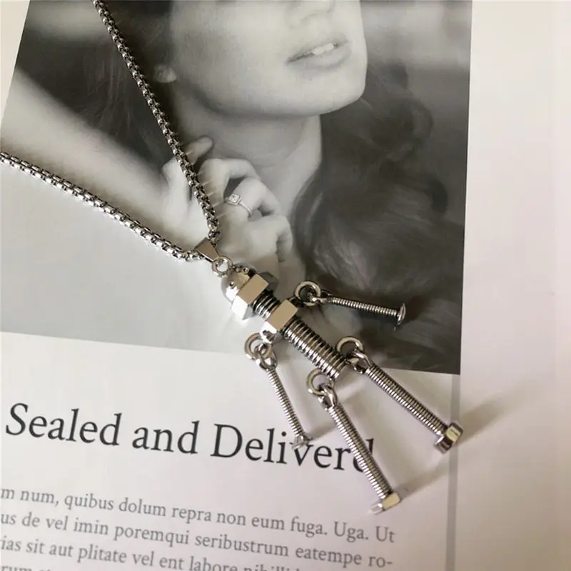 Personalized Screw Robot Pendant Necklace Sweater Chain Men Women Necklaces Gift | Украшения и аксессуары