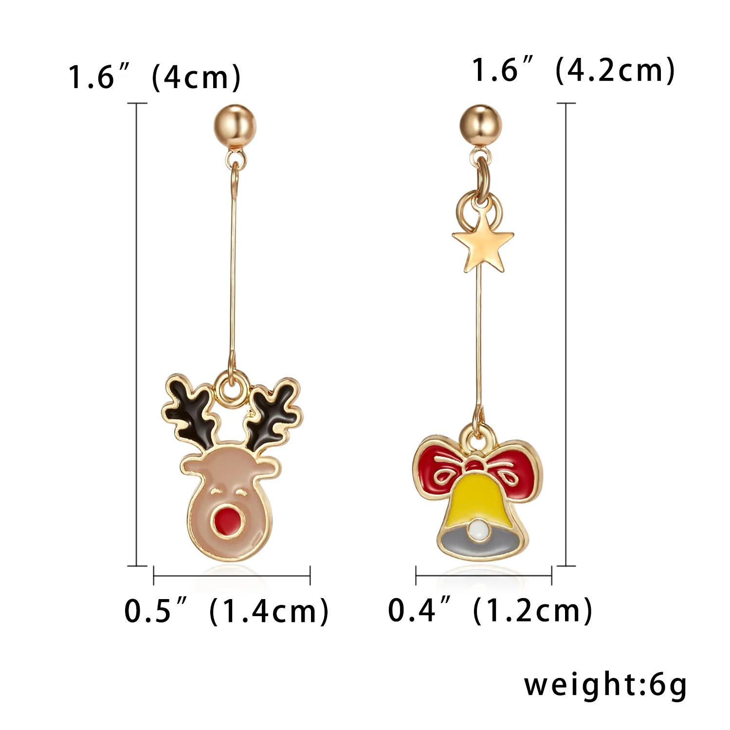deer-bell Ринху Санта Клаус рождественские серьги Асимметричный снеговик декоративный колокольчик с оленями рождественские серьги с подвесками в форме дерева Рождественский подарок на год для девочек - Окраска металла: deer-bell