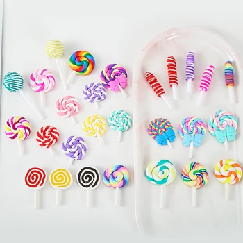 

HEYUYAO 28 PCS Polymer Clay Lollipop Candy Charms Pendants Bracelets Necklace Earring Key Chain DIY Jewelry Making