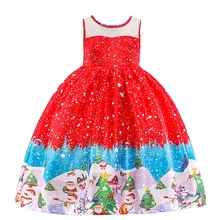 Рождественское платье детский праздничный костюм Санта-Клауса подарок для детей от 3 до 10 лет, зимняя Праздничная Новогодняя одежда для девочек с изображением снеговика