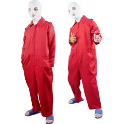 2019 Новый Страшный фильм США Косплей Карнавальный костюм на Хэллоуин Униформа полный комплект красный комбинезон + маска + перчатки