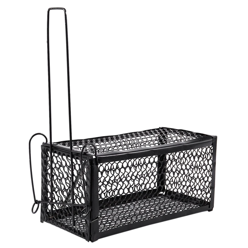 

HOT-Humane Rat Cage Trap Live Animal Catcher No Poison Pest Control Indoor+Outdoor Black