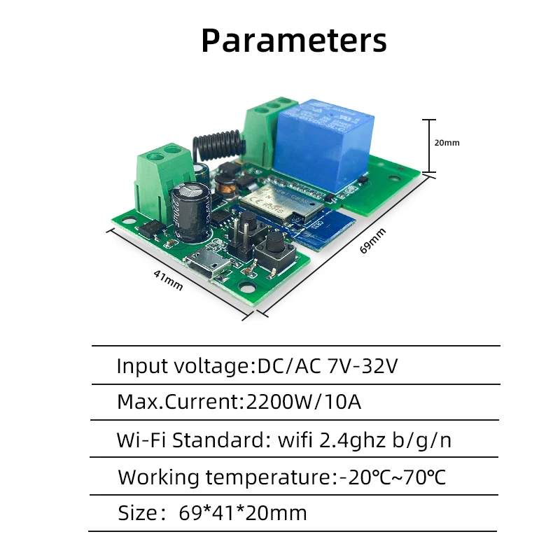 Smart Switch Tuya Smart WIFI 1CH 2CH Gate Electric Door Access Motor Lock Switch DC 12V 24V 32V 1 2 Channel Pulse Relay Module RF433 Remote