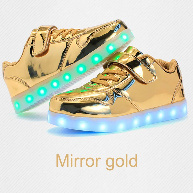 Лидер продаж, детское зеркало светодиодный светящиеся туфли Повседневное красочные Сапоги с подсветкой для мальчиков и девочек; спортивная обувь