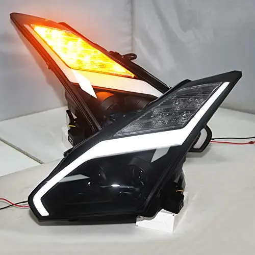 1 пара светодиодный налобный светильник для NISSAN для GT-R R35 GTR R35 SN 2009- год передние лампы головной свет дневной ходовой светильник