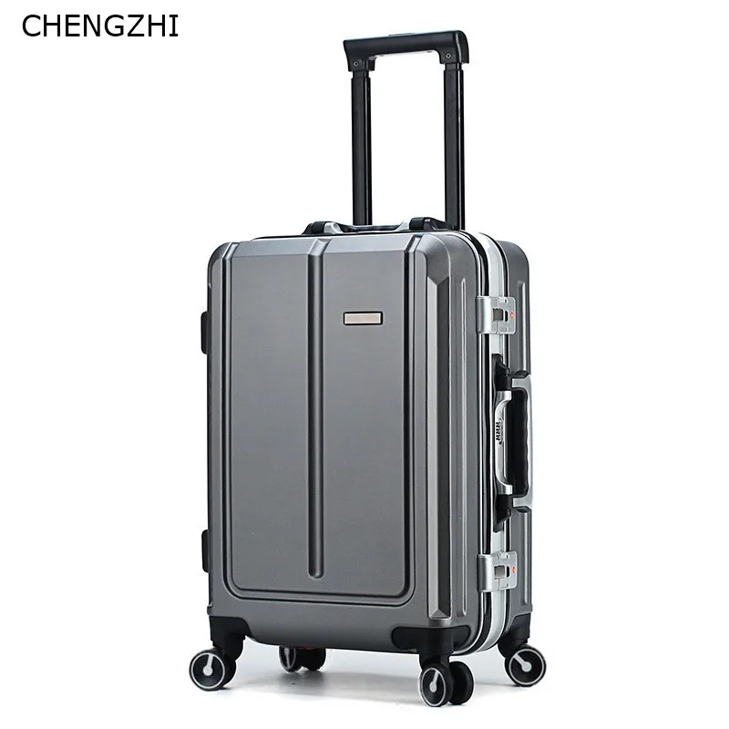 CHENGZHI 2" 24" дюймов Высокое качество PC чемодан на колёсиках Спиннер на колесиках алюминиевая рама Дорожный чемодан бизнес-тележка для багажа - Цвет: dark gray