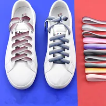 Градиент Полосатый шнурок 1,0 см Широкий для женщин белые парусиновые туфли розовый цвет Сатиновые туфли на шнурках