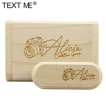 

TEXT ME 1PCS free custom logo wooden+Box Personal LOGO wedding photo pendrive 4GB 16GB 32GB 64GB usb Flash Drive U disk Memory