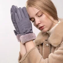 Зимние перчатки сенсорный экран для женщин теплые толстые бархатные женские перчатки полный палец ветрозащитные зимние перчатки для вождения на открытом воздухе велосипедные перчатки Gant