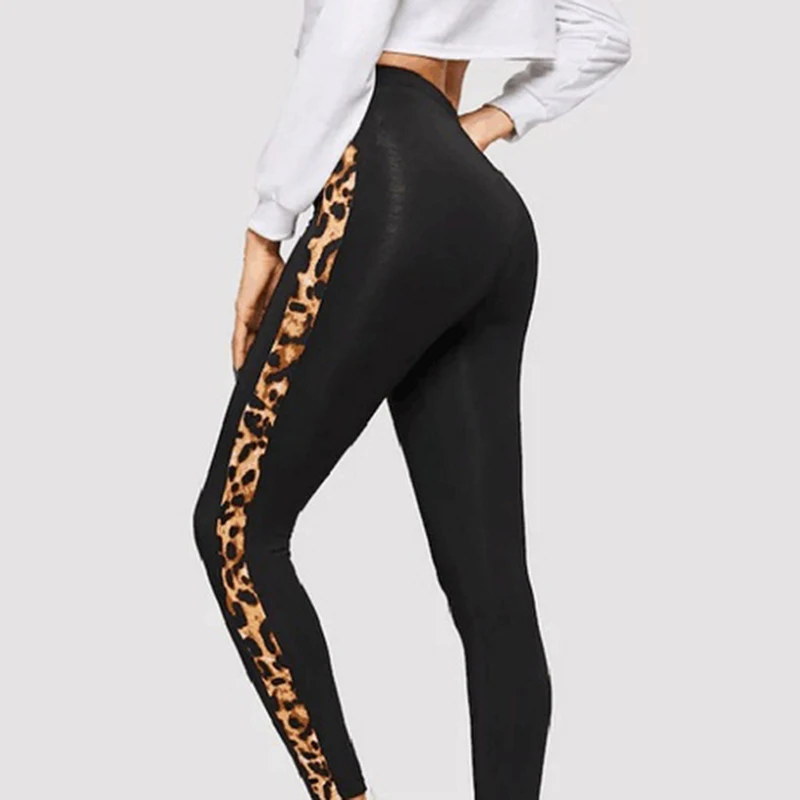 tights for women Hot Sale Women's Leggings Leopard Side Striped Skinny Stretchy Ankle Length Leggings Running Cycling Spots Lenggings 2021 Summer leggings for women