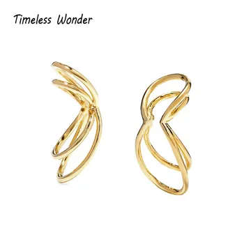 

Timeless Wonder Irregular Geo Statement Clip Earrings Women Jewelry Punk Non Pierced Gothic Designer Earcuff Ins Top Rare 7562
